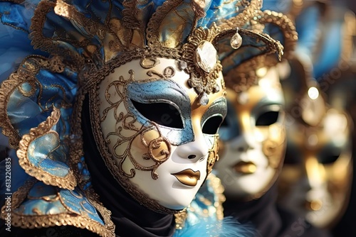 Venetian Masquerade: Carnival Masks Bring a Festival of Fantasy & Beauty to Venice, Italy, Generative AI