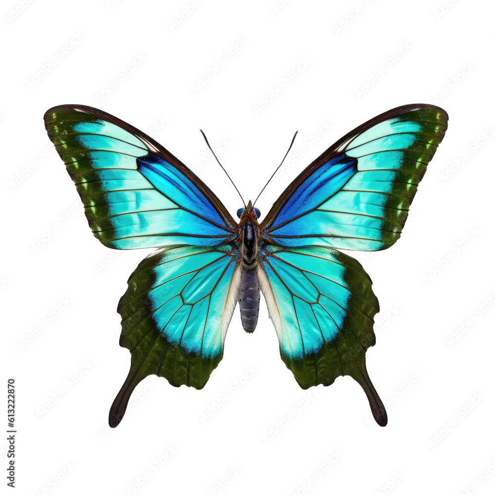 Common bluebottle butterfly -  Graphium sarpedon. Transparent PNG. Generative AI