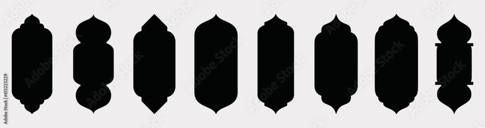 Set of Islamic shape window frame in flat style, vector illustration Set of Islamic shape window frame in flat style, vector illustration