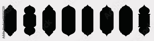 Set of Islamic shape window frame in flat style, vector illustration 