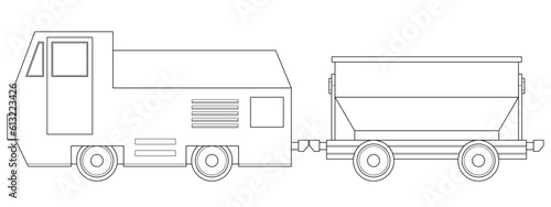 Underground, Railway wagon. Equipment for high-mining industry. Mining clay in quarry.