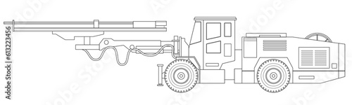 Tunneling drilling rigs, self-propelled drilling rigs. Equipment for high-mining industry. Mining clay in quarry.