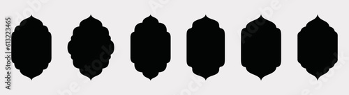 Set of Islamic shape window frame in flat style, vector illustration 