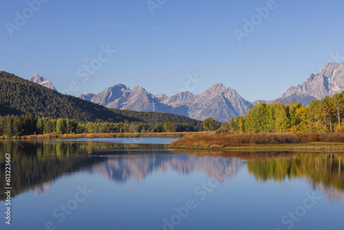 Fototapeta Naklejka Na Ścianę i Meble -  Beautiful Scenic Reflection Landscape in the Tetons in Autumn