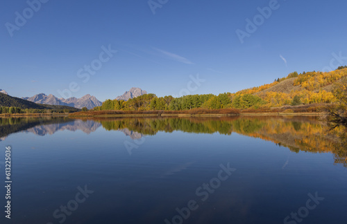 Beautiful Scenic Reflection Landscape in the Tetons in Autumn