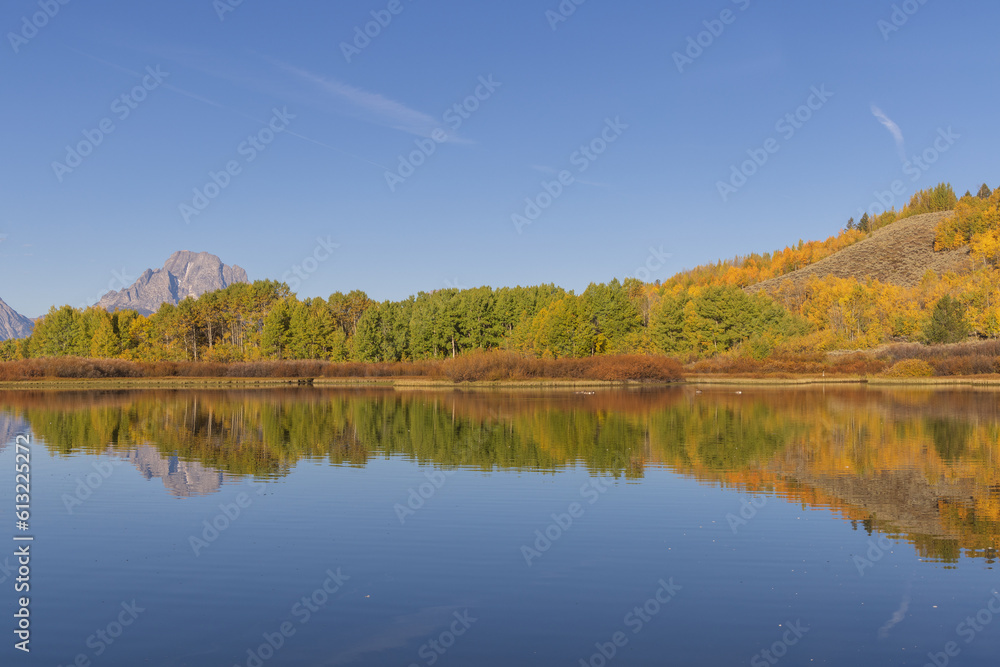 Beautiful Scenic Reflection Landscape in the Tetons in Autumn Beautiful Scenic Reflection Landscape in the Tetons in Autumn
