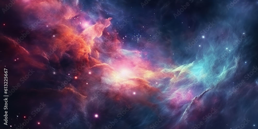 Magnificent galaxy cloud nebula in space. a starry night sky. cosmology and astronomy. a backdrop image of a supernova. Generative Ai.