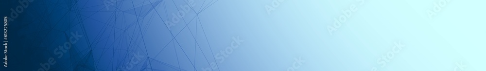 Blue white gradient web banner background. Fantasy abstract technology, engineering and science backplate with particles and plexus connected lines. Wireframe 3D illustration and copy space
