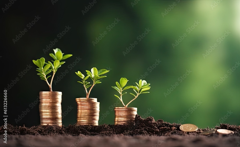 Seed on pile of coins, blurred background picture about investment The benefits grow. copy space Seed on pile of coins, blurred background picture about investment The benefits grow. copy space