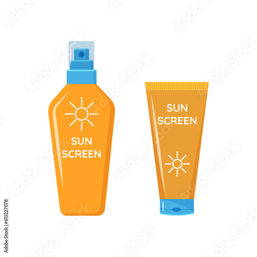 Obraz na płótnie Sun protection cream containers w salonie