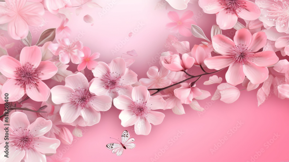 Beautiful floral abstract pink background. Generative ai