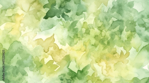 Green leaves in watercolor on white background. Generative ai
