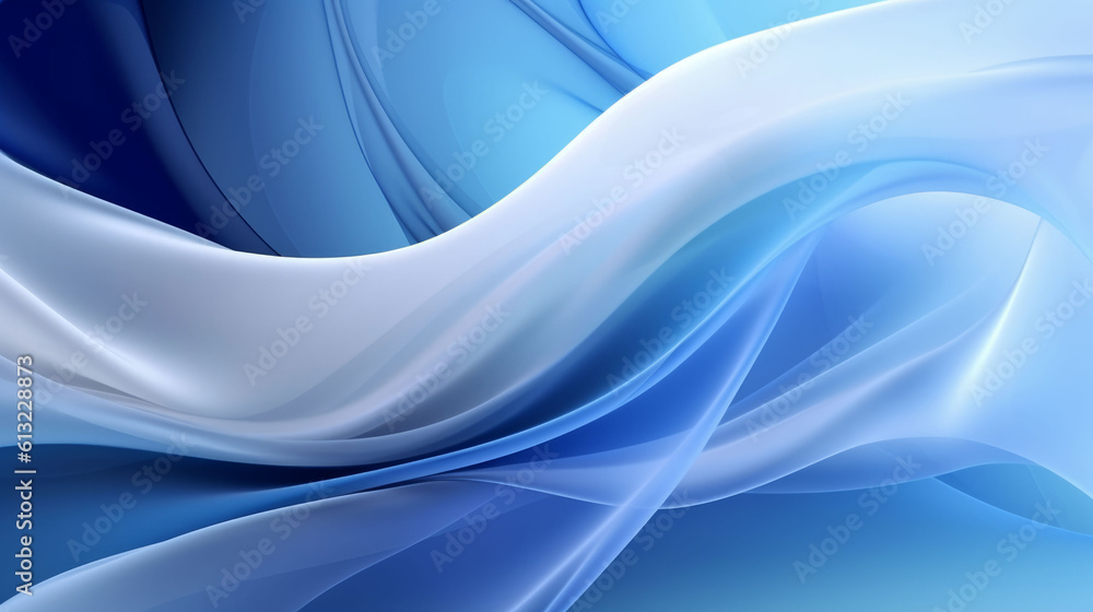 Obraz premium Blue and white wavy lines background. Generative ai