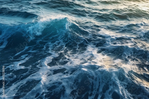 Ocean waves crashing onto a rocky shore. Generative AI