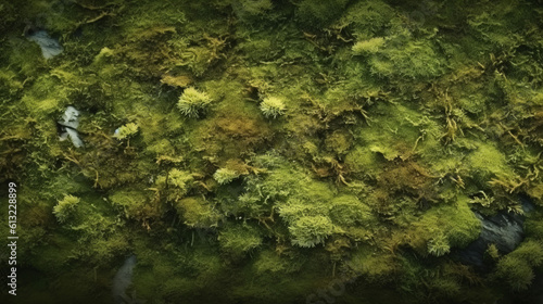Texture of the green moss grunge wall. Generative ai