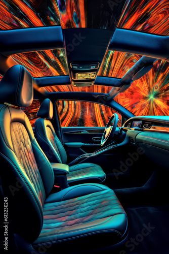 luxury car interior pop surrealism, ai © Fatih Nizam