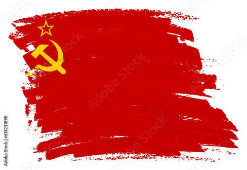 Fotografi USSR CCCP flag background paint brushstroke 3d illustration with clipping path