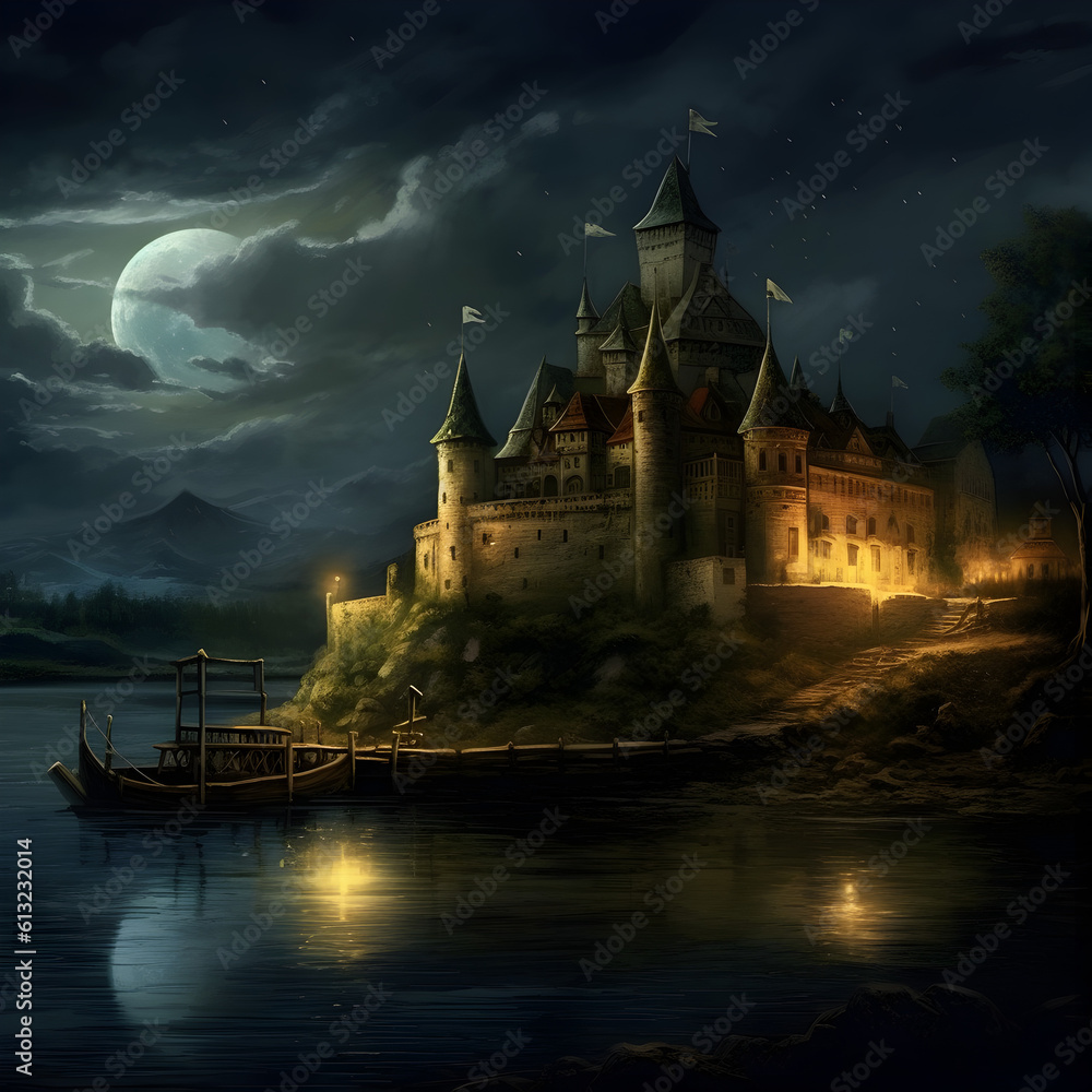 Ravadinovo_Castle_on_moonlight 