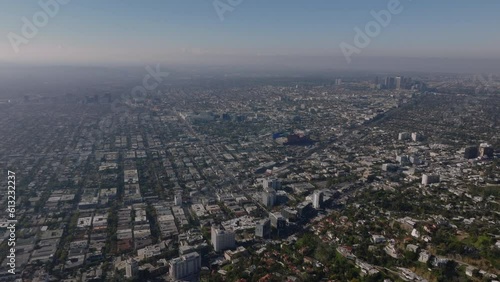 Wallpaper Mural Metropolis from height. Aerial panoramic footage of town development in large city. Hazy view. Los Angeles, California, USA Torontodigital.ca