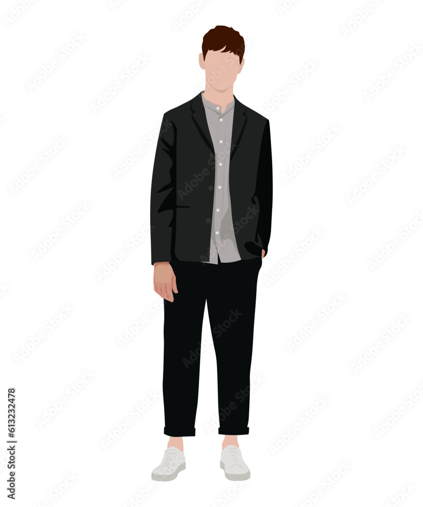 Stylish man in fashionable clothes on a white background. Vector illustration in flat style Stylish man in fashionable clothes on a white background. Vector illustration in flat style