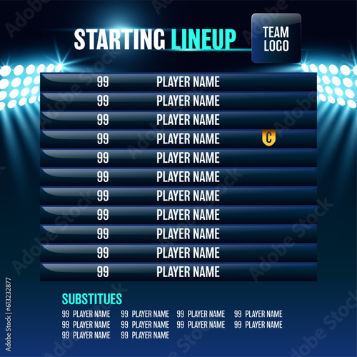 Football match sport graphics blue light template for online broadcast and social media