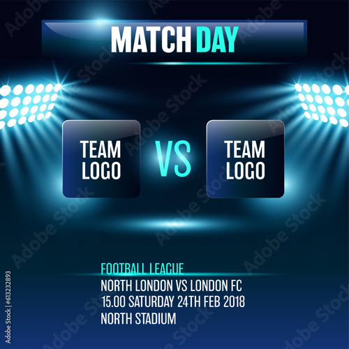 Football match sport graphics blue light template for online broadcast and social media