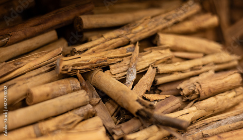 Photography United Arab Emirates, Dubai, spice market, April 2023: Old souk bazaar market with herbs and spices