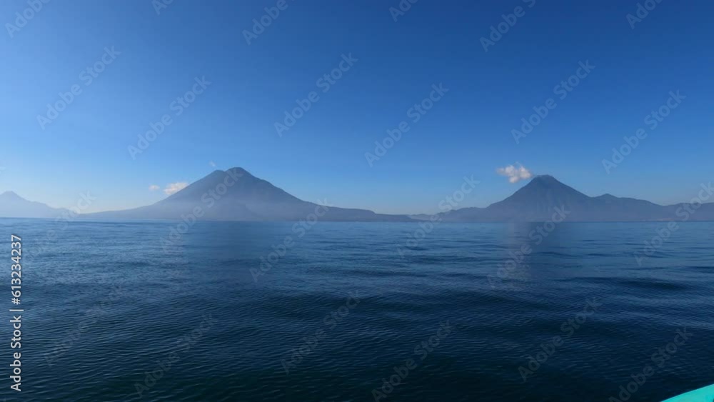View from boat of lake Atitlan located in Solola Department of southwestern Guatemala, Central America View from boat of lake Atitlan located in Solola Department of southwestern Guatemala, Central America