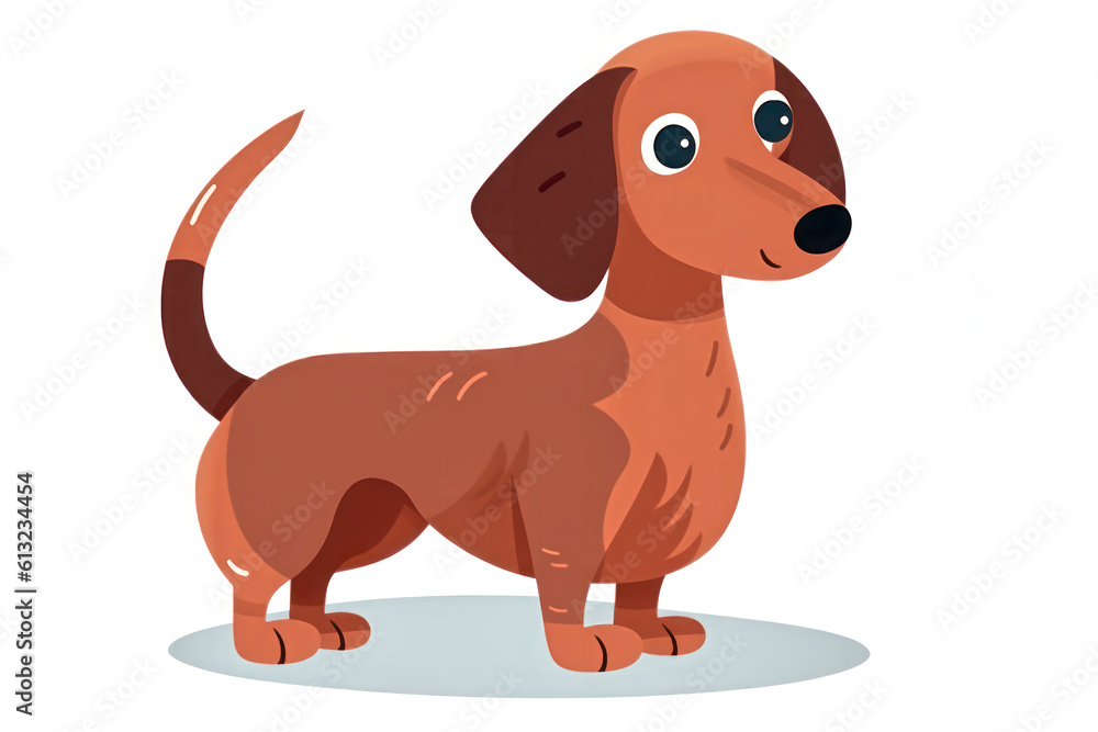 Cartoon illustration of cute sausage dog Dachshund.