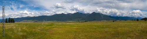 Panorama landscape view of Eureka Montana on a pretty summer day