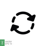 Reload, refresh icon. Simple solid style. Repeat, renew, rotate arrow, cyclic rotation, exchange concept. Black silhouette, glyph symbol. Vector illustration isolated on white background. EPS 10.