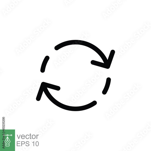 Reload, refresh icon. Simple outline style. Repeat, renew, rotate arrow, cyclic rotation, exchange concept. Thin line symbol. Vector illustration isolated on white background. EPS 10.