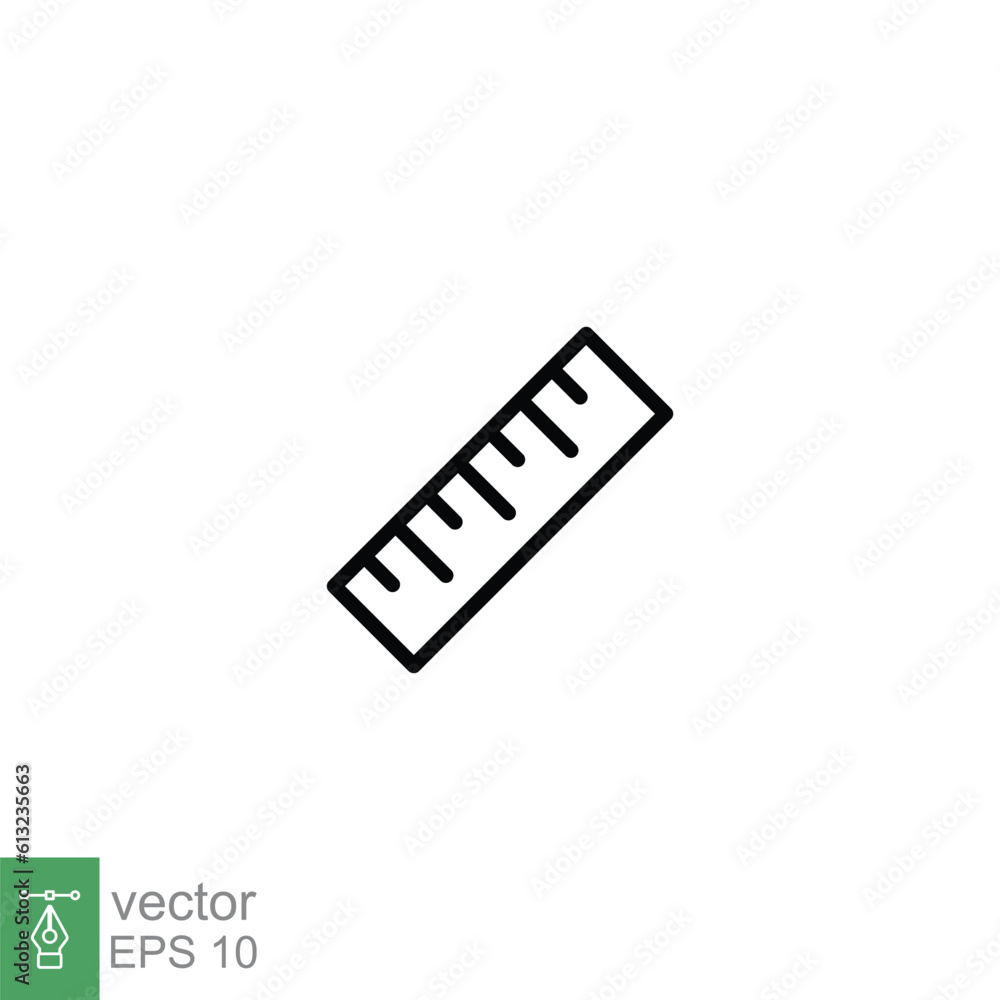 Ruler icon. Simple outline style. Measure size, scale, length, school tool, tape, rule, centimeter concept. Thin line symbol. Vector illustration isolated on white background. EPS 10. Ruler icon. Simple outline style. Measure size, scale, length, school tool, tape, rule, centimeter concept. Thin line symbol. Vector illustration isolated on white background. EPS 10.