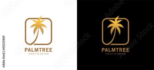 Luxury palm tree logo design in modern abstract box