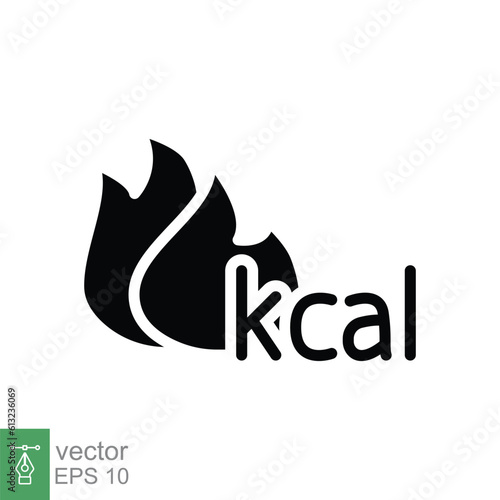 Burn calories icon. Simple solid style. Kcal, flame, low, loss fat, boost metabolism, health, diet concept. Black silhouette, glyph symbol. Vector illustration isolated on white background. EPS 10.
