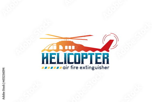 Firefighter helicopter logo design, modern fire rescue emergency helicopter vector illustration