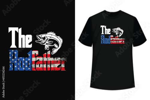 
Mens Father Day Fishing Dad Gift Rodfather Trout Fish 4th of July T-Shirt