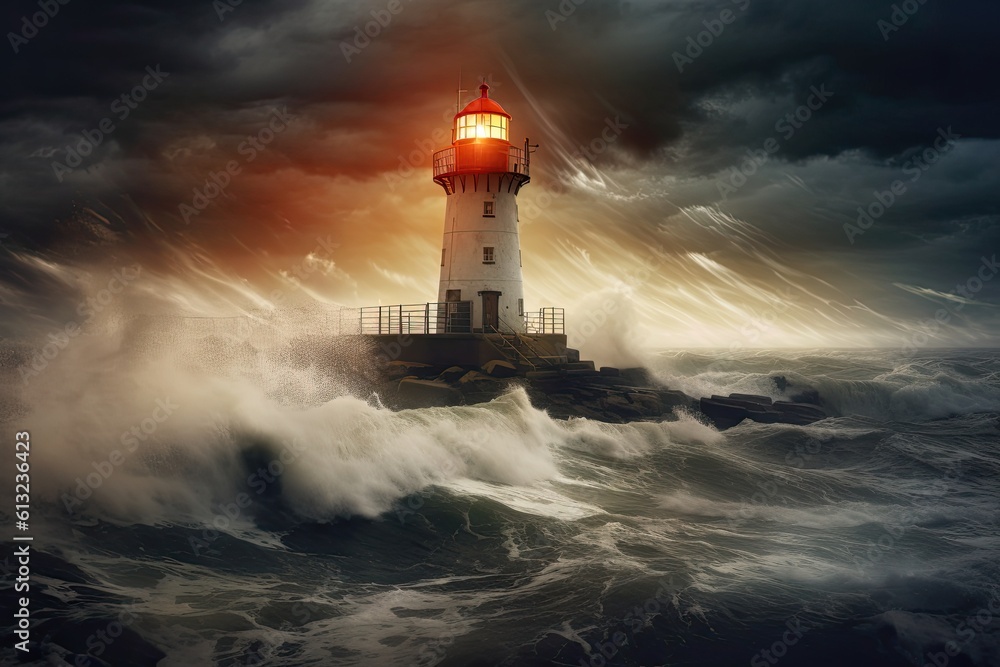 Leadership Through the Storm: A Night of Energy & Danger at the British Lighthouse Seascape: Generative AI