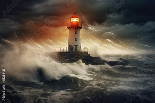 Leadership Through the Storm: A Night of Energy & Danger at the British Lighthouse Seascape: Generative AI