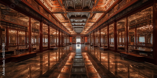 Luxurious Ancient Chinese Hall of Mirrors A hall of mi_003, Generative AI, Generative, AI
