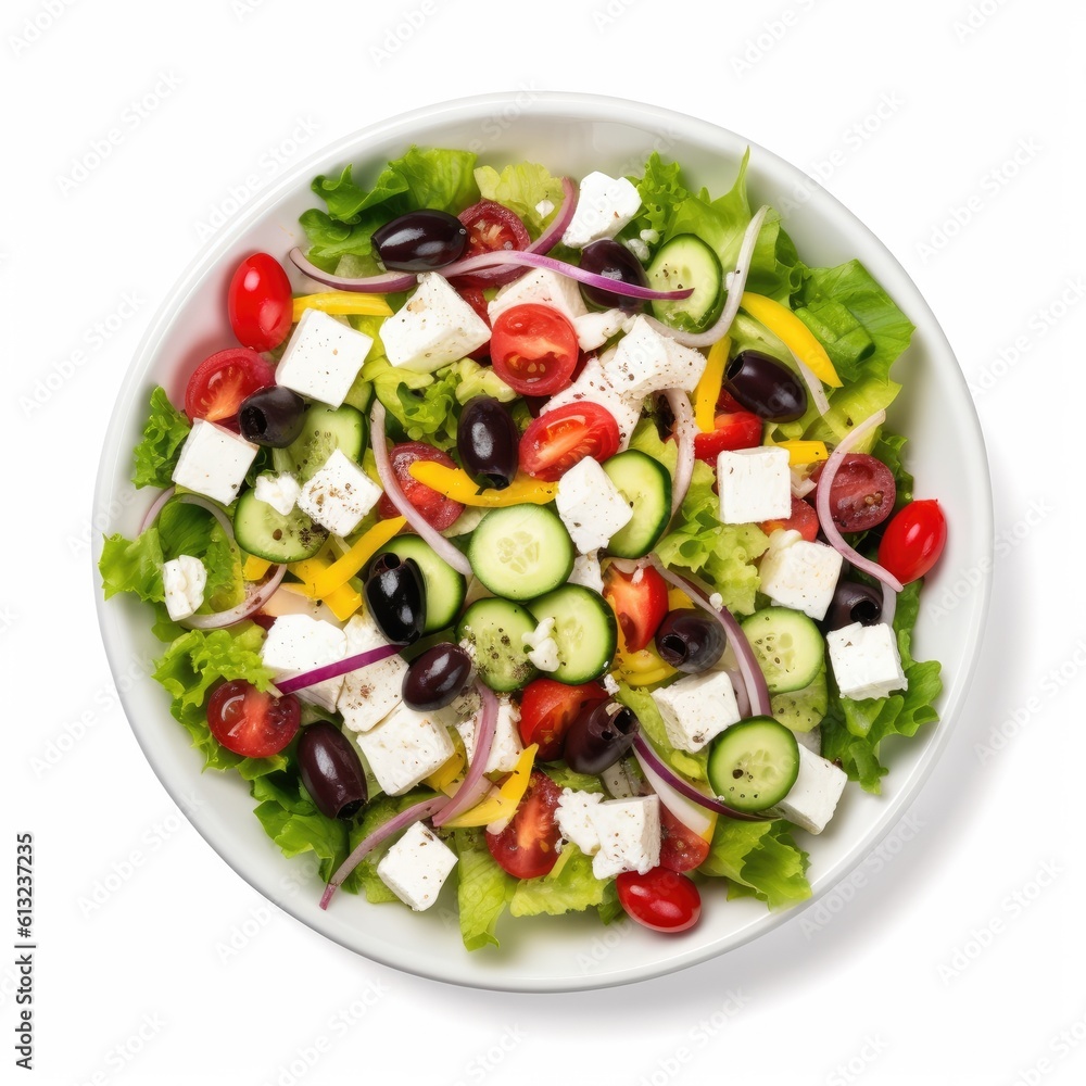 Greek Salad isolated on white background. Generative AI Greek Salad isolated on white background. Generative AI