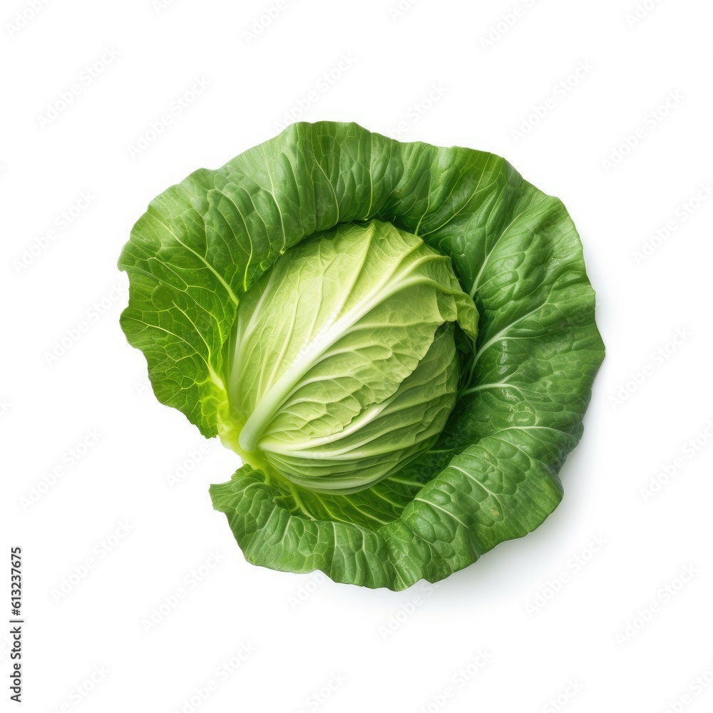 Obraz premium Cabbage leaf isolated on white background. Generative AI