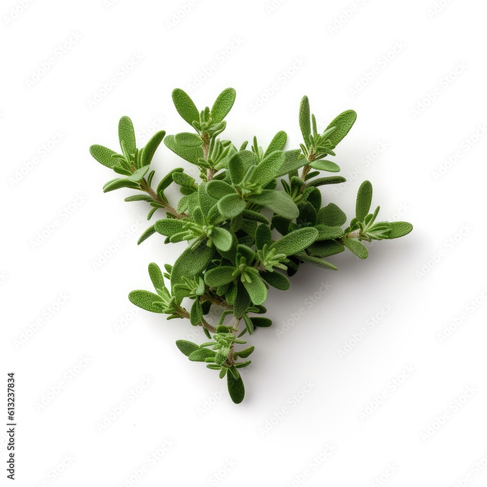 Obraz premium Thyme leaf isolated on white background. Generative AI