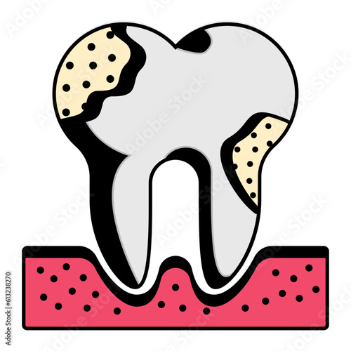 tooth pathology concept vector icon design, Dentures symbol,Oral Healthcare sign, Dental instrument stock illustration 