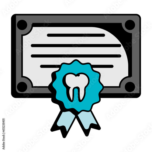 Dental School Graduation concept, certification Dentures vector icon design, Dentist symbol,Oral Healthcare sign, Dental instrument stock illustration 
