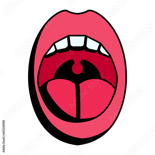 Open mouth breathing while sleeping negatively affects teeth concept, xerostomia or dry mouth vector icon design, Dentures symbol,Oral Healthcare sign, Dental instrument stock illustration 