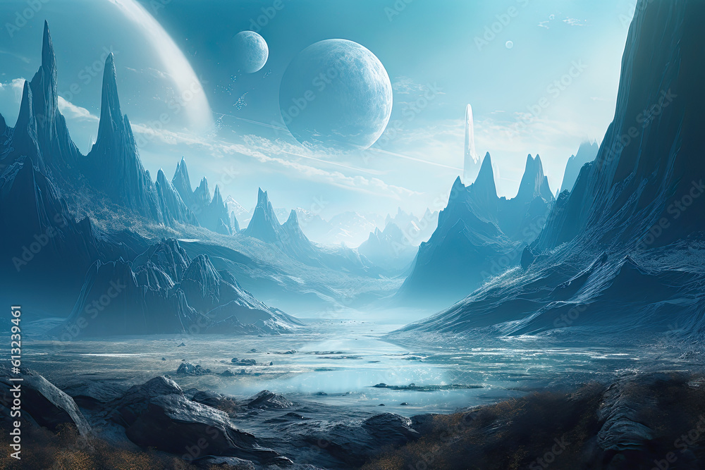 Spectacular Blue Extraterrestrial Landscape - Midjourney AI Prompt