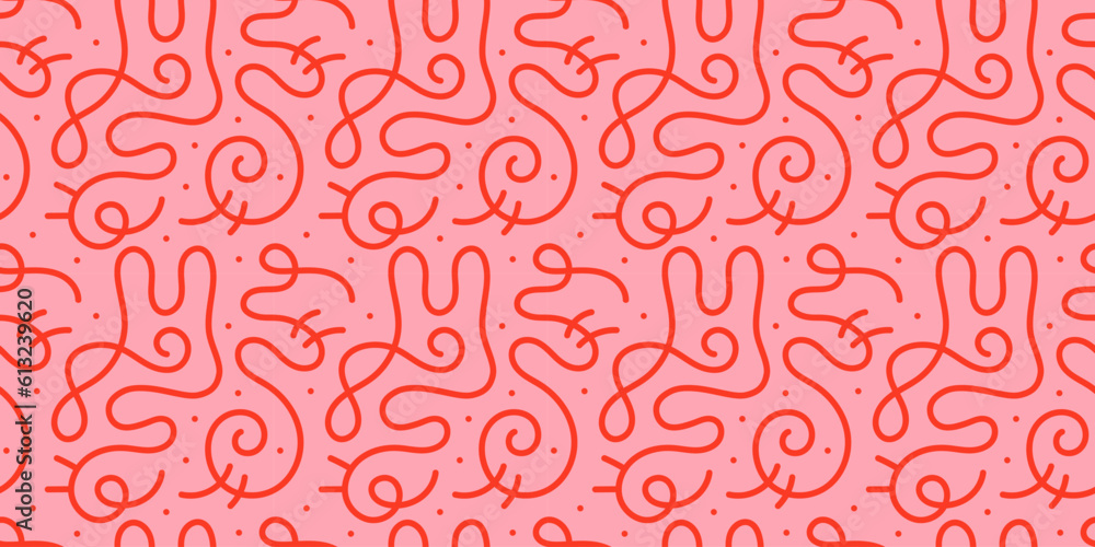 Fun line doodle seamless pattern. Creative abstract squiggle style drawing background for children or trendy design with basic shapes. Simple childish scribble wallpaper print. Fun line doodle seamless pattern. Creative abstract squiggle style drawing background for children or trendy design with basic shapes. Simple childish scribble wallpaper print.