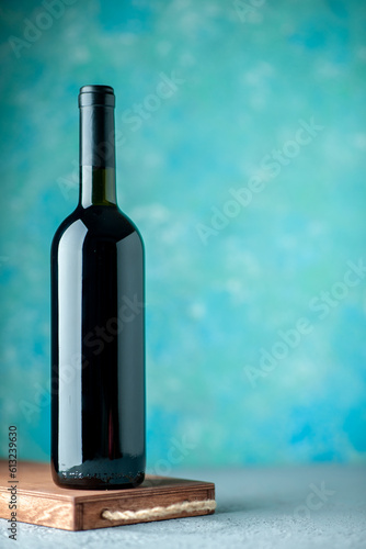 front view pomegranate wine on blue background drink fruit alcohol wine sour color juice bar restaurant free space