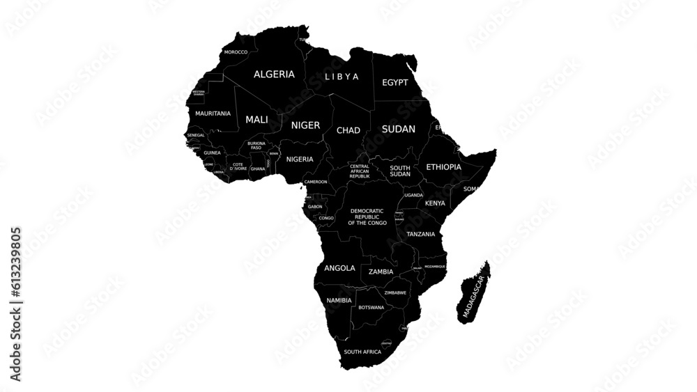 Map Of African Continent Vector Map Of The Africa With Each Country Names Stock Vector Adobe 5237